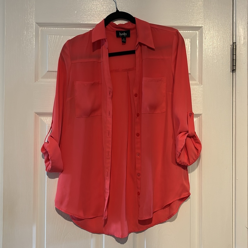 Coral Button down blouse